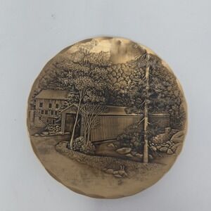 Vintage Wendell August Forge Solid‎ Bronze 4¼" Plate Covered Bridge